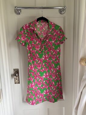Lilly Pulitzer Green and Pink Floral Shift Dress